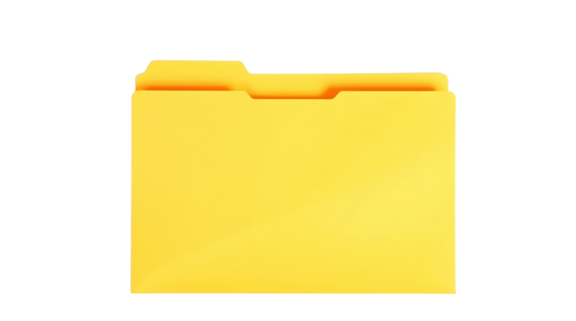 Yellow File Folder for Office On White Background