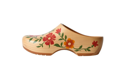 Obraz premium Hand-Painted Wooden Clog – Dutch Souvenir On White Background