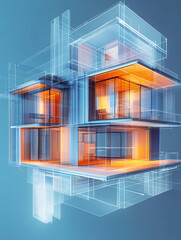 A digitally rendered energy efficiency graph displayed next to a 3D house cutaway, showing sustainable insulation systems and renewable energy sources 