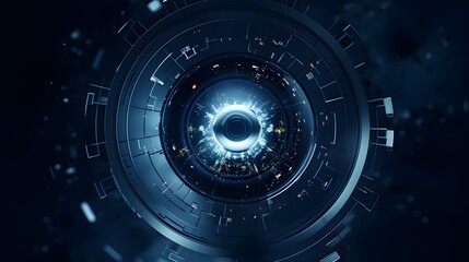Futuristic Navy Dome with Dynamic Motion and Flowing Data Streams