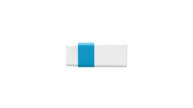 White Eraser with Blue Band On White Background