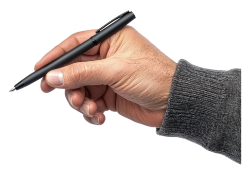 Male hand with a pen.