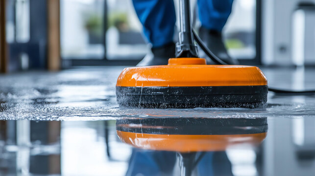 Professional cleaning equipment in modern facility. Ideal for cleaning services, facility maintenance, or professional sanitation.