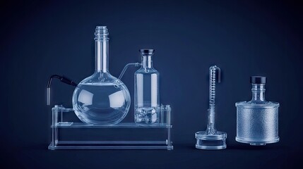 Laboratory Glassware on Dark Background for Scientific Research and Experiments