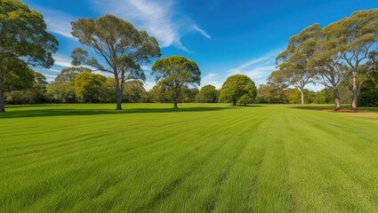 Obraz premium Lush Green Field Under a Clear Summer Sky