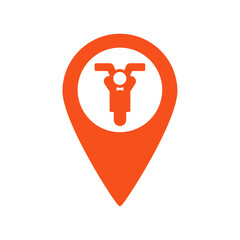 a orange pin motorcycle location