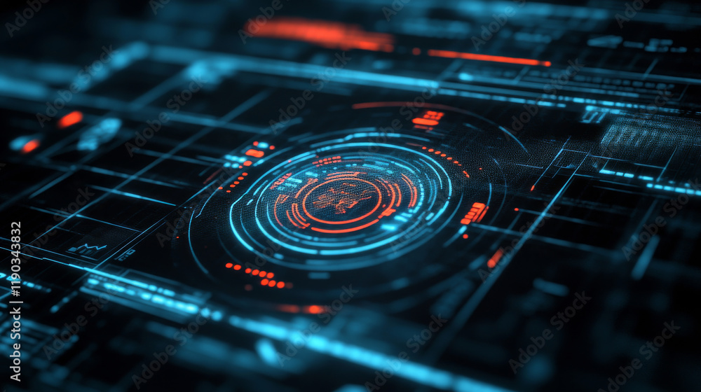 Poster hud aim control frame interface futuristic target screen. vector ski-fi monitors, digital ui techno 
