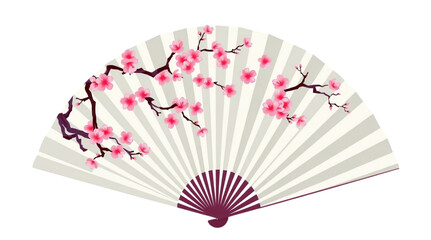 Folding Fan with Cherry Blossom Artwork