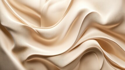 Elegant Soft Beige Fabric with Smooth Folds. silky background texture