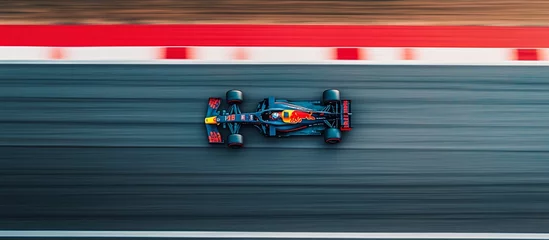 Naadloos Fotobehang Airtex Top View Racing Formula 1 Car Speed Blur © MUMTAZ