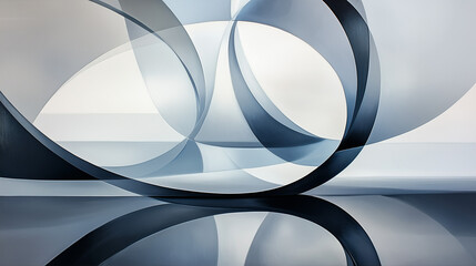 Fototapeta premium Abstract minimalist curves with soft reflection