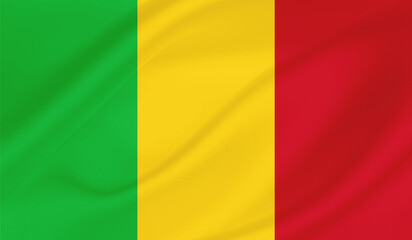 Realistic National Flag of  Mali