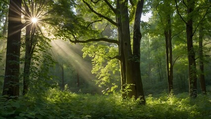 Fototapeta premium Forest Sanctuary: Large-Leaved Lime Tree Nestled Among Birds and Wildflowers