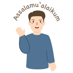 Assalamualaikum Greeting text and people character