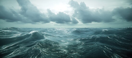 Fototapeta premium Dramatic ocean waves under a stormy sky.