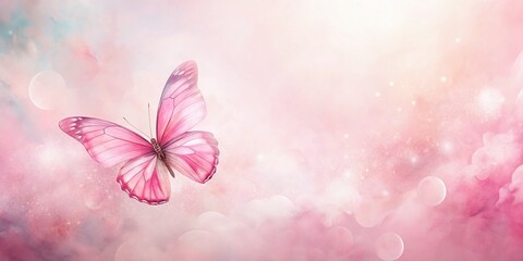 Delicate Pink Watercolor Butterfly - Minimalist Pastel Hand-Drawn Design