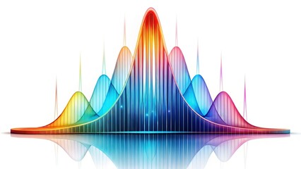 Double Exposure: Bell Curve & Data Flow, Abstract Statistics Concept