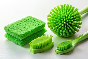 Eco-Friendly Dishwashing Set: Green Cleaning Brush & Sponge for Sparkling Dishes
