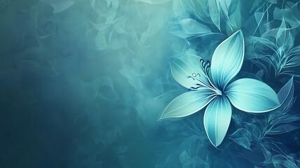Teal Flower Abstract Floral Artistic Design