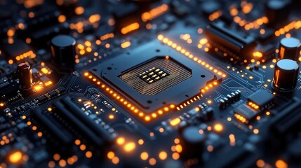 Abstract 3D-rendered motherboard design, suitable for tech education and digital wallpapers