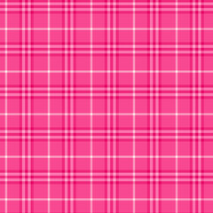 Plaid with twill weave repeat pattern in pink.Gingham seamless pattern with stripes.Checkered tartan Geometric graphic vector illustration background for fabric and prints.