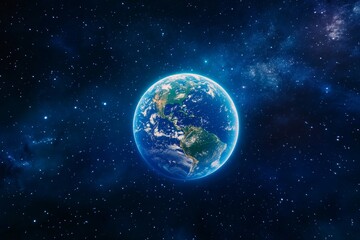 Fototapeta premium An astronaut floating in the vastness of space, with Earth glowing in the background. Generative AI