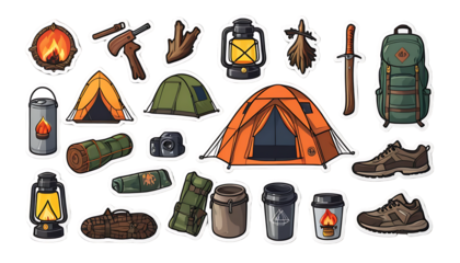 Camping Gear Stickers: A Vibrant Collection of Outdoor Adventure Essentials