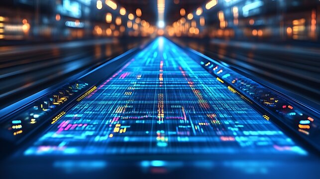 Futuristic Data Stream Glowing Brightly In A Digital Corridor