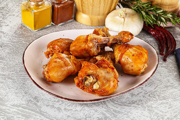 Raw marinated chicken drumstick for cooking