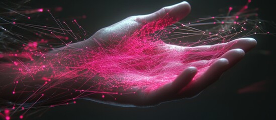 Glowing pink energy flows from a hand.