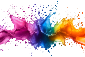 colorful paint splashes on white	