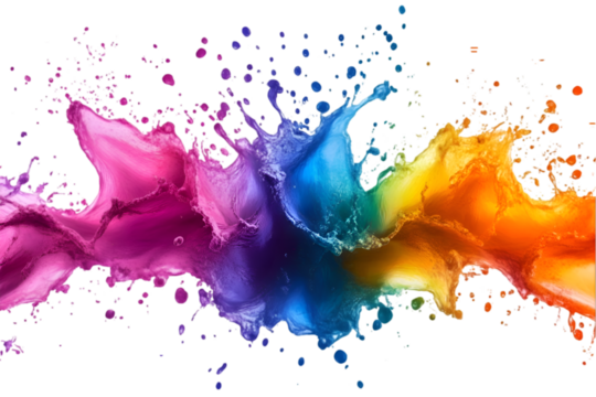 colorful paint splashes on white	