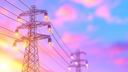 Digital transformation AI cybersecurity concept. A smart grid protected by AI systems ensuring energy distribution remains uninterrupted