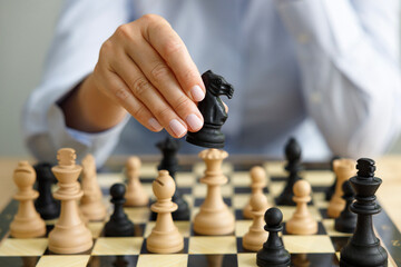 Woman playing chess