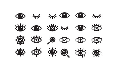 Eye Silhouette Icons - Vision, Security, Privacy, and Observation Designs