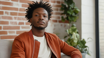 African American creative professional in modern office. Ideal for workplace culture, creative industry, or professional authenticity content.