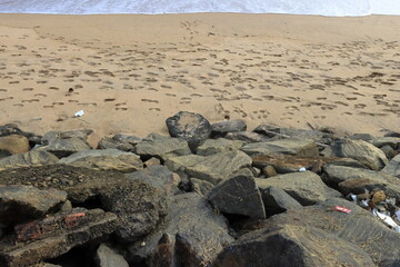 sand beach and rocks