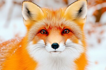 Obraz premium A vibrant red fox standing in a snowy forest. Generative AI