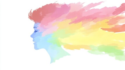 Obraz premium Closeup of woman with spectacular, vivid, and multitonal hairstyle