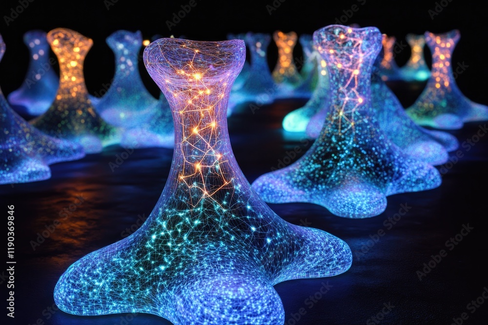 Poster illuminated organic shapes create mesmerizing display of colors
