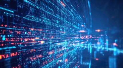 Dynamic digital landscape with flowing data streams and vibrant