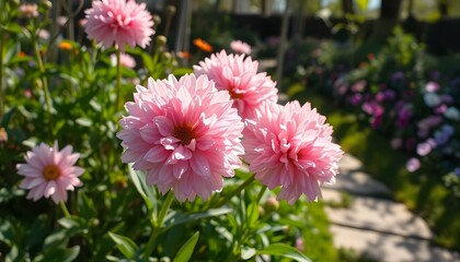 Obraz premium pink dahlia flowers