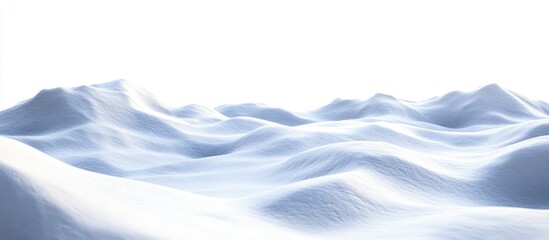 Fototapeta premium Undulating snow landscape against a white background.