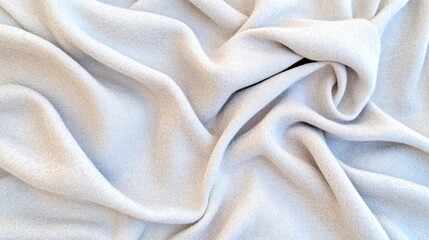 Soft, textured white fabric draped on white backdrop minimalist photography background