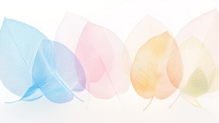 Leaves are like feathers vibrant colorful on pristine white background study in texture and light
