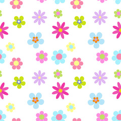 Colorful cute hand drawn floral seamless pattern background.