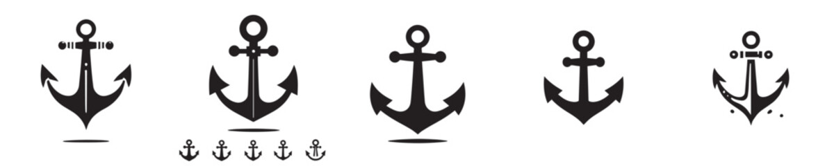 ship anchor silhouette icon vector