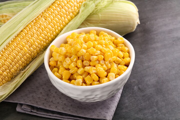 Canned sweet young corn grain