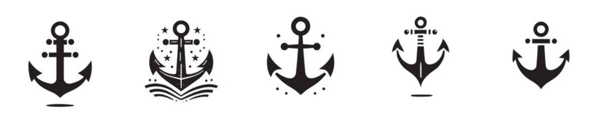 ship anchor silhouette icon vector