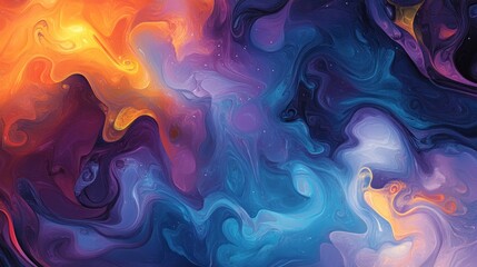 Abstract swirling vibrant colors, fluid art.